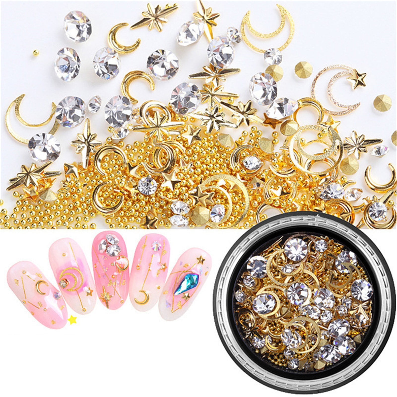 ERTUTUYI 3D Nail Metal Rivets Studs Charms Decoration Gold Nail Decals