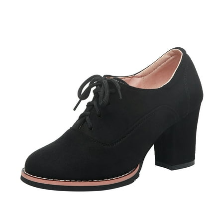 

Women High Heel Bootie Winter Warm Lightweight Lace Up Pointed Toe Casual Solid Color Ankle Boots Black Boots women size 9.5