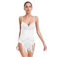 thumbnail image 1 of Rswnyirn Robe Latine en Strass pour Femmes avec Franges Costume de Bal Salsa Tango Justaucorps de Danse Blanc m, 1 of 6
