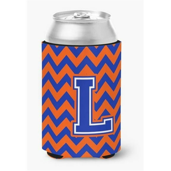 Letter L Chevron Orange & Blue Can or Bottle Hugger, 0.25 x 4 x 5.5 in.