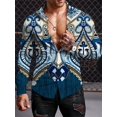 thumbnail image 1 of Camisas de manga larga con estampado retro para hombre, ropa de tendencia étnica, camisetas casuales de manga larga para exteriores de temporada para hombre, camisetas grandes para hombre, 1 of 6