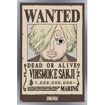 One Piece - Vinsmoke Sanji Wanted Poster Wall Poster, 14.725" x 22.375" Framed