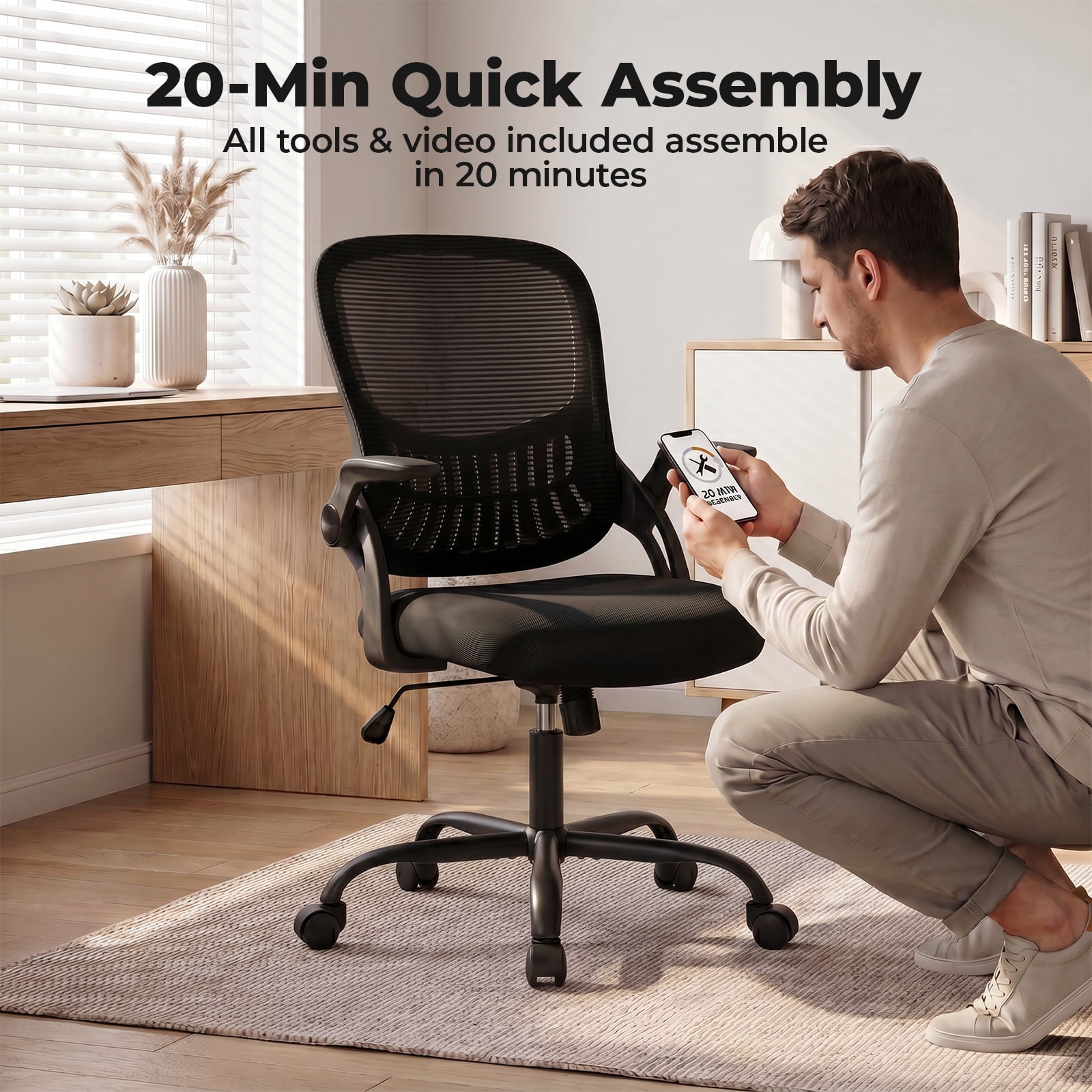 Alvantor 30" Tall Office Chair with Adjustable Footrest, Ergonomic Drafting Chair for Standing Desk, Black/Gray/Pink