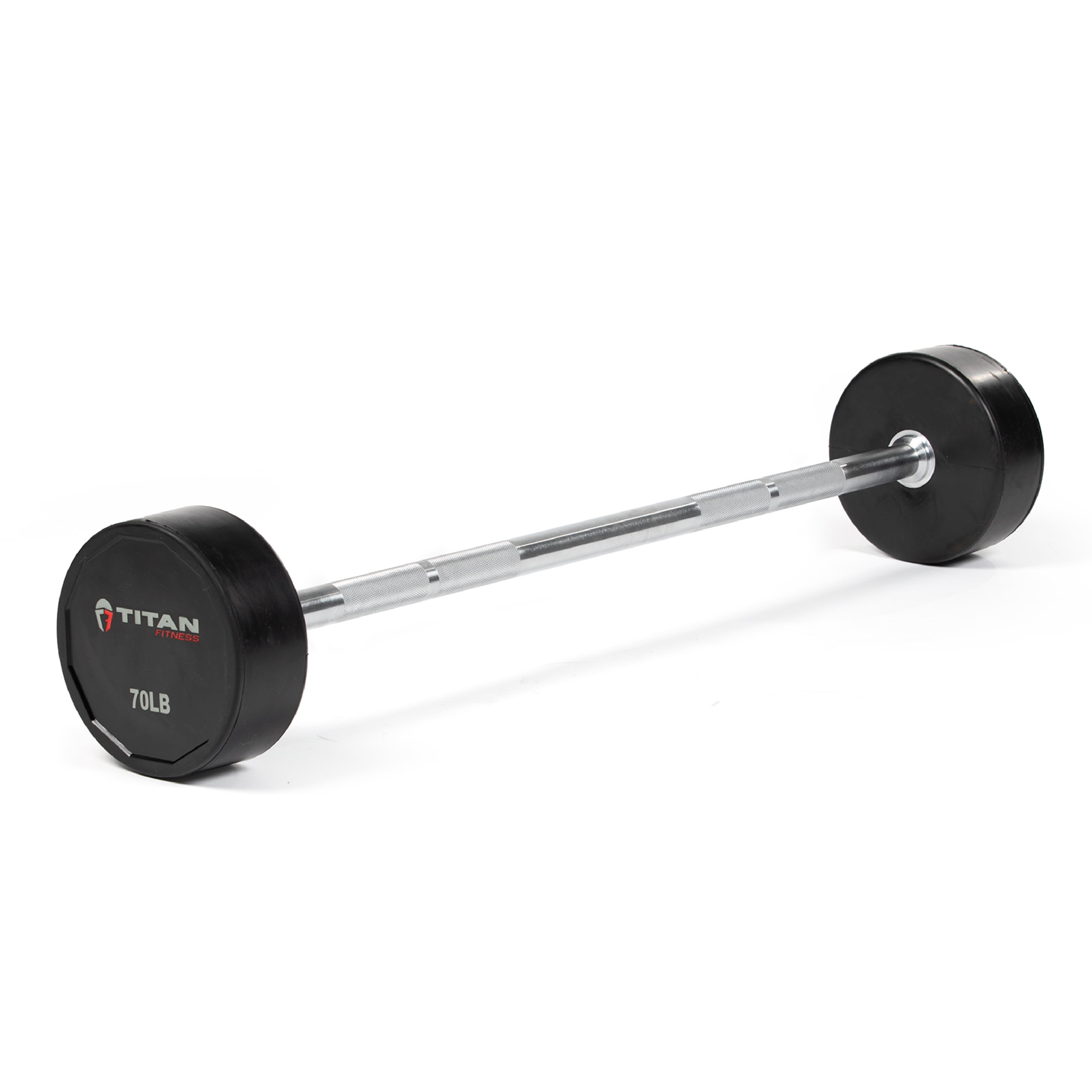 Titan Fitness Straight Barbell 70 lb. ColdRolled Steel Chrome Finish Rubber Fixed