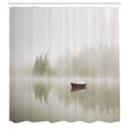 thumbnail image 3 of Ambesonne Grey Shower Curtain, Boat on Lake Nature, 69"Wx75"L, Eggshell Brown Orange, 3 of 5