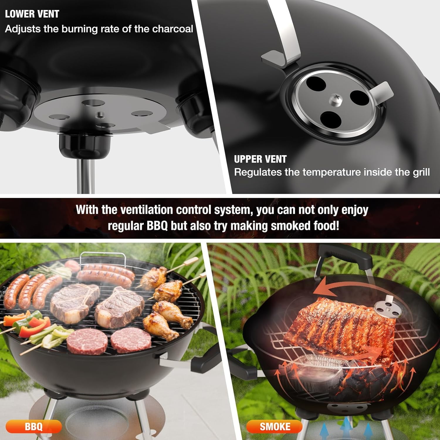 18 Inch Portable Charcoal Grill with Wheels and Lid Bestseling