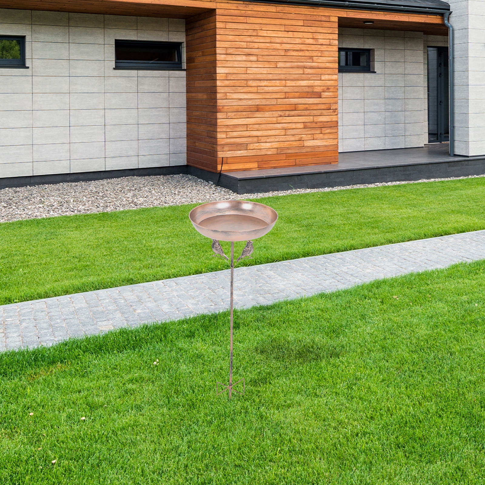 WRITWAA Outdoor Bird Bath Brown Water Bowl 1Pack