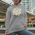 thumbnail image 2 of Smile Always with 90s Retro Flower with Smile Art Merch Gift, Heather Grey Hooded Sweatshirt or Hoodie, Small, 2 of 5