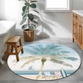 thumbnail image 4 of Palm Trees Round Living Room Rugs 3.3 ft, Summer Holiday Beach Washable Area Rug with Non-Slip Sturdy Edge Binding Round Front Door Mat Floor Carpet for Entryway, 4 of 9