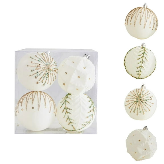 CuiLiyq 4 PCS Christmas Balls, 3.15" Shatterproof Xmas Bulbs Decorations Set, for Xmas Decorative Hanging Ornaments Christmas Tree Decoration (White)