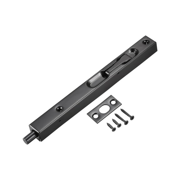 Flush Bolt, 8-inch Stainless Steel Security Door Guard Lever Action Latch Slide Lock Black
