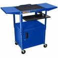 thumbnail image 2 of Luxor Adjustable Height Blue Metal A/V Cart w/ Pullout Keyboard Tray, Cabinet & 2 Drop Leaf Shelves, 2 of 4