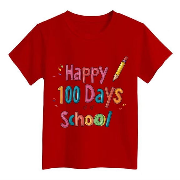 100 Days Of School Shirt for Toddler School T Shirt Kids Happy 100th Day Tshirt Boys Girls Tees Tops Children's Tee Shirts Little Girls Clothes Girls Inner Wear Thin Blouse Heart Shirt Toddler Girl