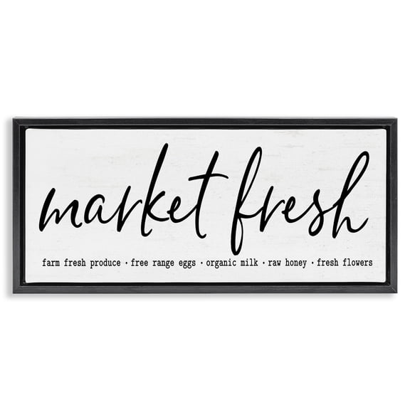 Market Fresh Organic Black Framed Floater Canvas Wall Art, design by Lettered and Lined