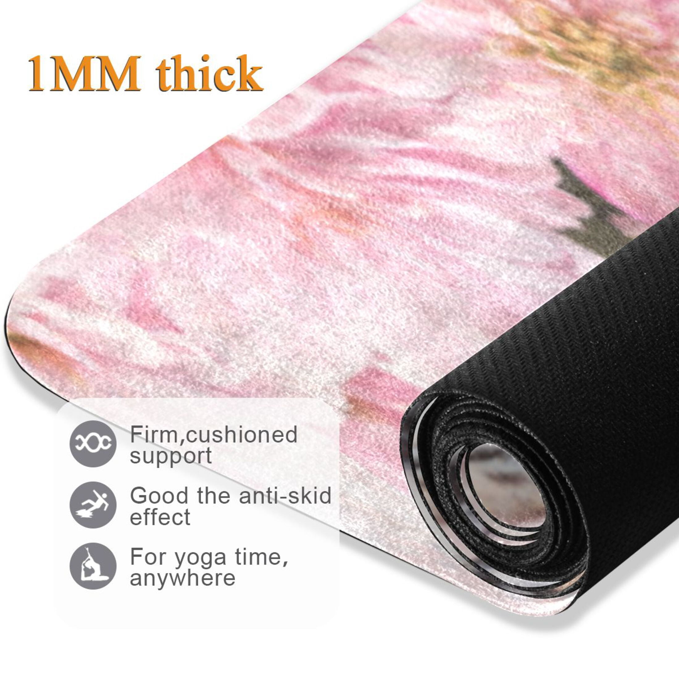 BZSMCE Yoga Mat Women Fitness Mat Pink Petal Pup Pattern