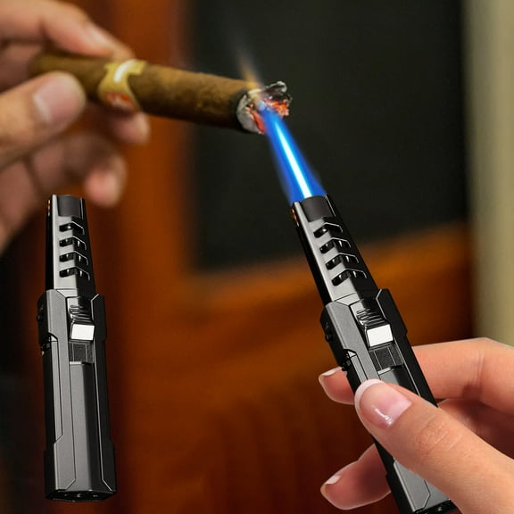 Torch Lighter under $5! CQCYD Windproof Torch Lighter, Refillable Metal Welding Lighter for BBQ Camping, Adjustable Flame Butane Lighter
