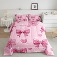 thumbnail image 3 of Feelyou Teens Princess Bowknot Bedding Comforter Set, Girly Pink Love Heart Twin Comforter Sets, Cherry Blossoms Floral Reversible Bedding Set, Breathable Home Decor, 2pcs, 3 of 9