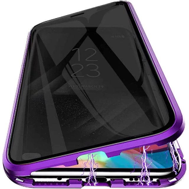 Funda magnética de privacidad para Samsung Galaxy S20 Plus, PingGoo Anti Peep cubierta de adsorción magnética, parte delantera y trasera de vidrio templado 9H, protector de pantalla de privacidad marc