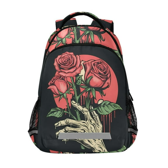 ALAZA Halloween Hand with Roses Backpack Elementary School Bag Bookbag Travel Rucksack