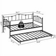 thumbnail image 6 of Juiluna Metal Twin Daybed with Trundle Bed, Twin Size Day Bed with Pullout Trundle and Headboard, Metal Sofa Bed Frame with Steel Slat Support for Living Room, Bedroom, No Box Spring Needed, 6 of 8