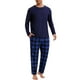 thumbnail image 4 of INSPIRAR CHIC Pijama de Dos Piezas para Hombre de Manga Larga en Color Sólido con Patrón de Cuadros 2XL Azul Oscuro, 4 of 5