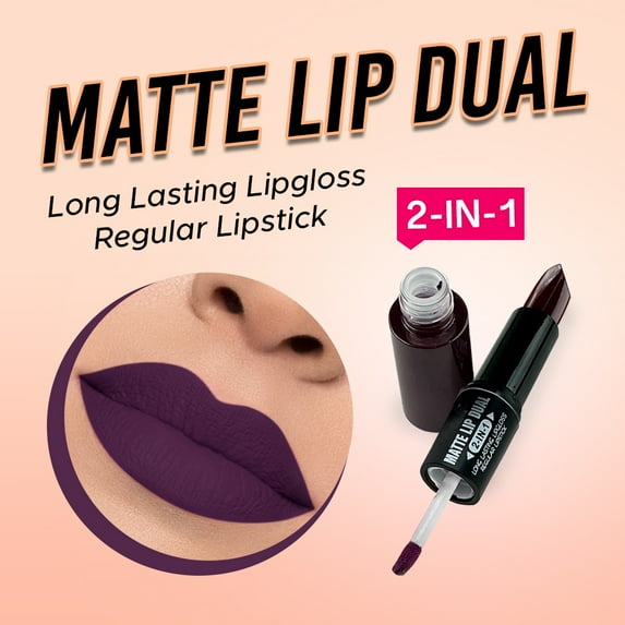 Ebo Matte Lip Dual Lipstick & Matte Finish Lipgloss Long Lasting MDL23 Black Berry
