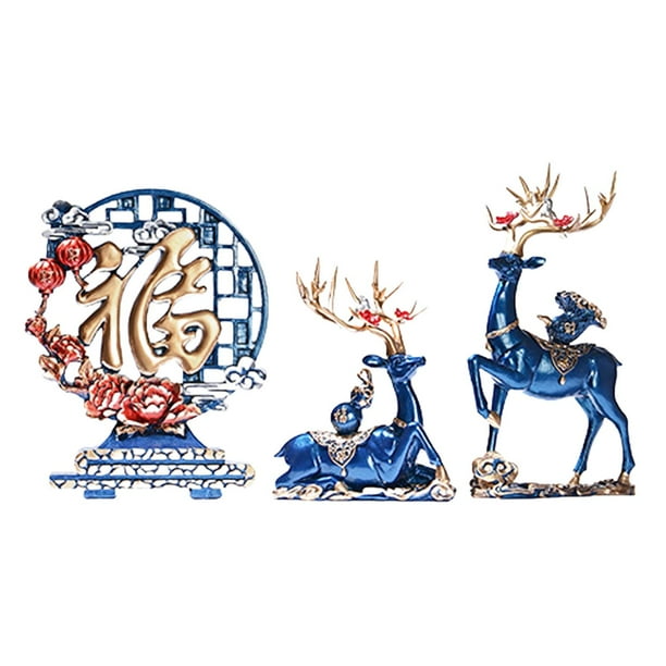 Estatuas de ciervos, figuras de renos, decoración de centro de mesa, figura de Animal para dormitorio, sala de estar, boda, decoración del Día de San Azul