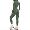 thumbnail image 3 of QHFBli Women Long Sleeve Workout Jumpsuit Zip Up Romper Bottom Pants Bodysuit Bodycon, 3 of 4