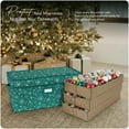 thumbnail image 2 of Covermates Keepsakes Adjustable Ornament Storage Box – Heavy-Duty Polyester, Padded Dividers & FlexGrid Trays – Protective Holiday Organizer with Stackable Walls & Label Window, Green Snowflake, 2 of 7