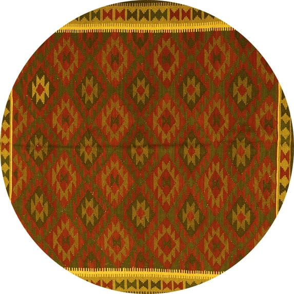 Ahgly Company Indoor Round Southwestern Yellow Country Area Rugs, 4' Round
