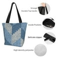 thumbnail image 7 of Cauagu Cozy Knitted Blue Chevron Print Canvas Aesthetic Tote Bag for Women Beach Bag Shopping Bags Shoulder Bag Reusable Grocery Bags, 7 of 7