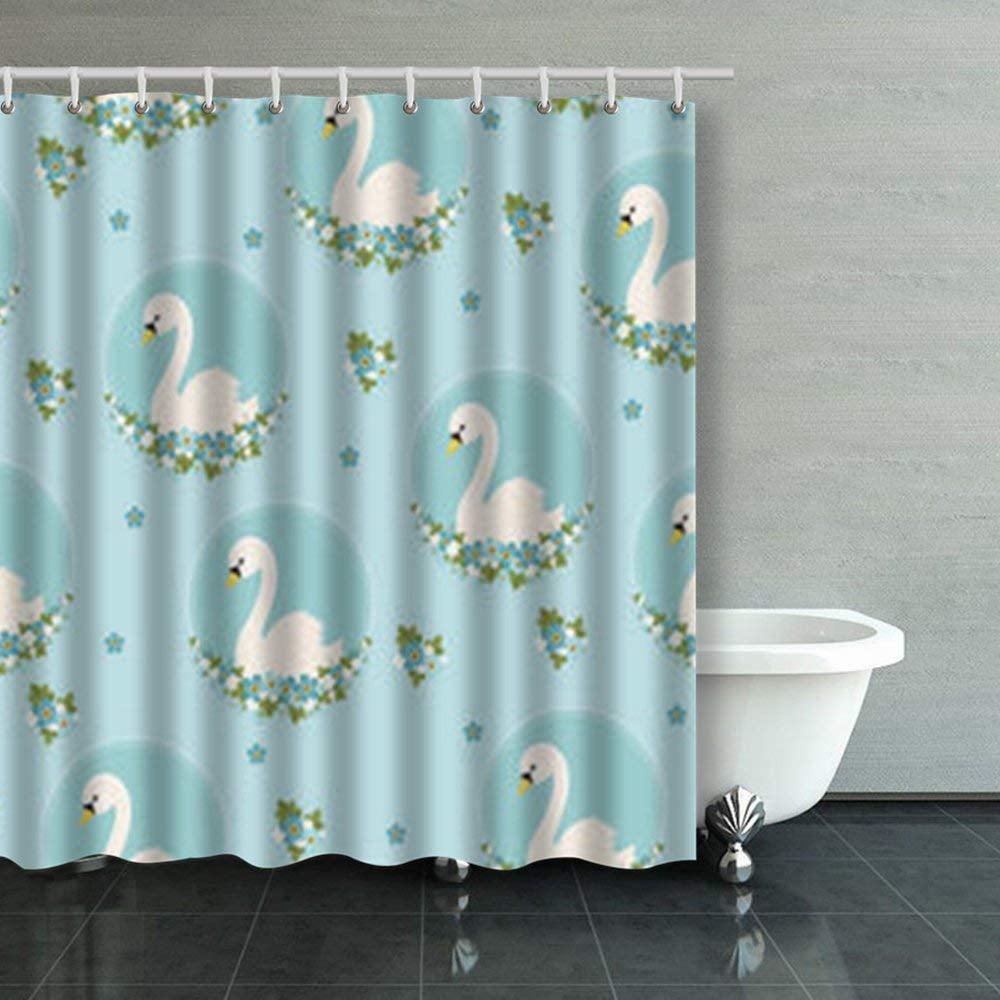 Bpbop White Swan Forgetmenots Flowers On Blue Swans Flower Shower