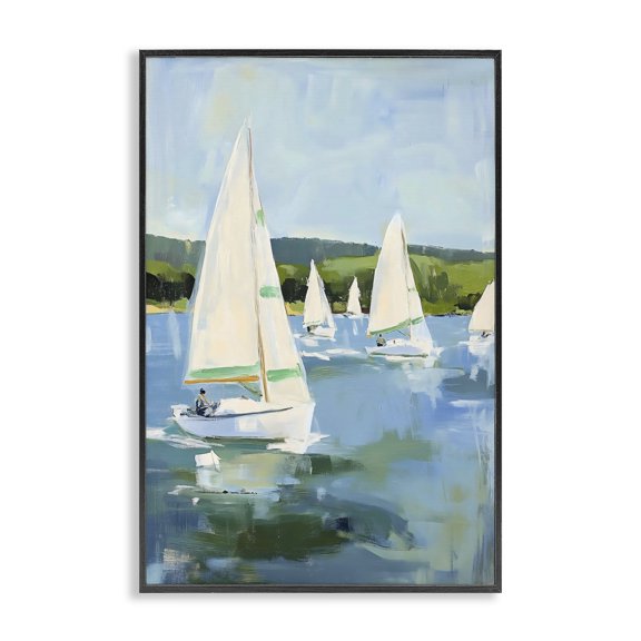 Stupell Industries Boat Race Regatta Black Framed Giclee Art, design by Petal Prints Design