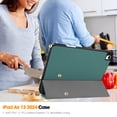 thumbnail image 5 of ShellTech Case for iPad Air 13 inch 2024 with Pencil Holder,Slim Leather Smart  Auto Wake/Sleep Cover Full Body Protective Trifold Stand Soft TPU Back Case For iPad Air 13" 2024,Darkgreen, 5 of 8