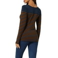 thumbnail image 3 of INSPIRE CHIC Blouse pour Femme à Rayures à Blocs de Couleur à Manches Longues T-Shirt Décontracté m Bleu Brun, 3 of 6
