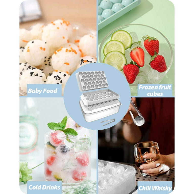 Ice Cube Tray, Circle Ball Ice Trays for Freezer with Lid & Bin