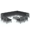 thumbnail image 4 of vidaXL 13 Piece Patio Lounge Set with Cushions Black Solid Pinewood, 4 of 17