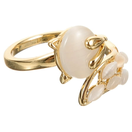 UPOUART Golden Adjustable Open Ring with Rhinestones for Women Suitable for Various Occasions