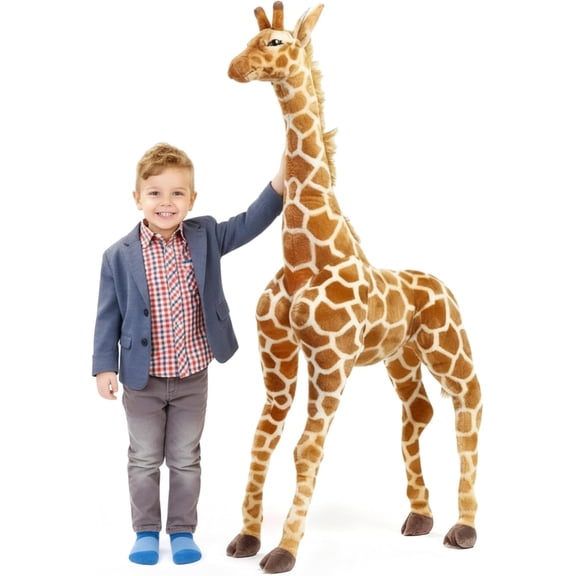 Konexial 55 Inch Giant Giraffe Stuffed Animal, Large Plush Toy for Kids Lifelike Standing Toys Stuffed Tall Giraffe for Birthday, Home Nursery Decor