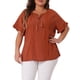 thumbnail image 1 of Camisas de mujer de talla grande GRACE & GRANDEUR con flecos, blusas de encaje con mangas acampanadas, 3X caramelo, 1 of 1