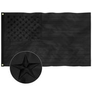All Black American Flag, 3x5 Ft US Flag, Black Flag, UV Protection American Flags, Heavy Duty Embroidered Stars, Sewn Stripes, Brass Grommets US Flag for Outdoor, New