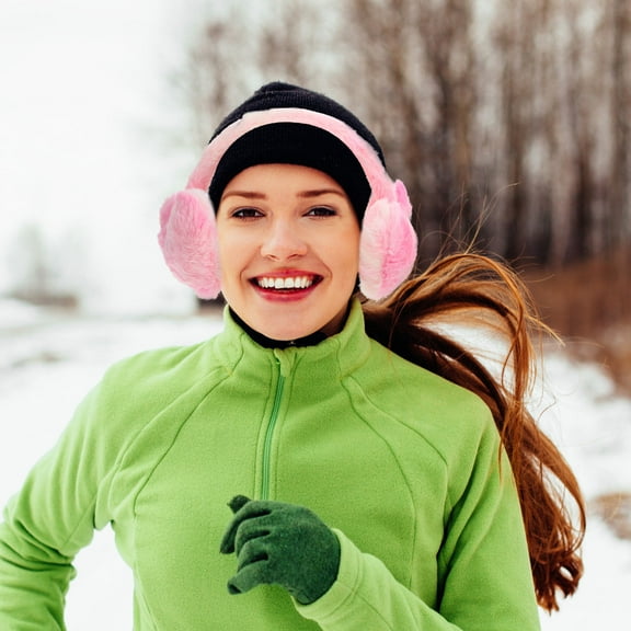 HONITANO 1Pack Pink Plush Ear Cover For Women Winter Hiking Noise Reduction