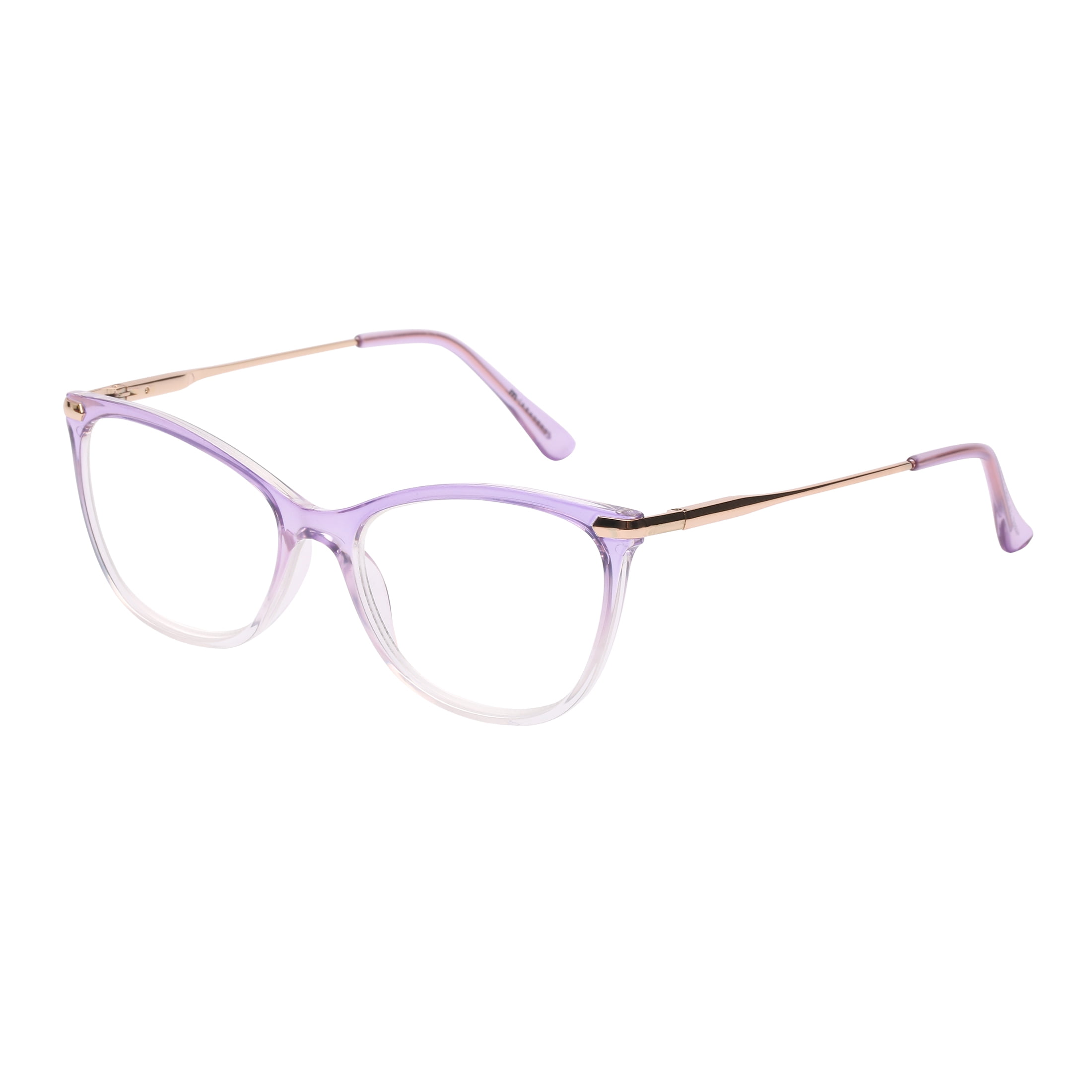 M+ Womens Spring Hinge Plastic Reading Glasses 1.75 Harriet in Crystal Purple with Pouch