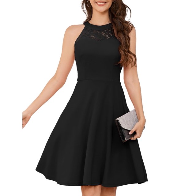 Vestido Bbonlinedress, talla grande, halter, cóctel, boda, negro