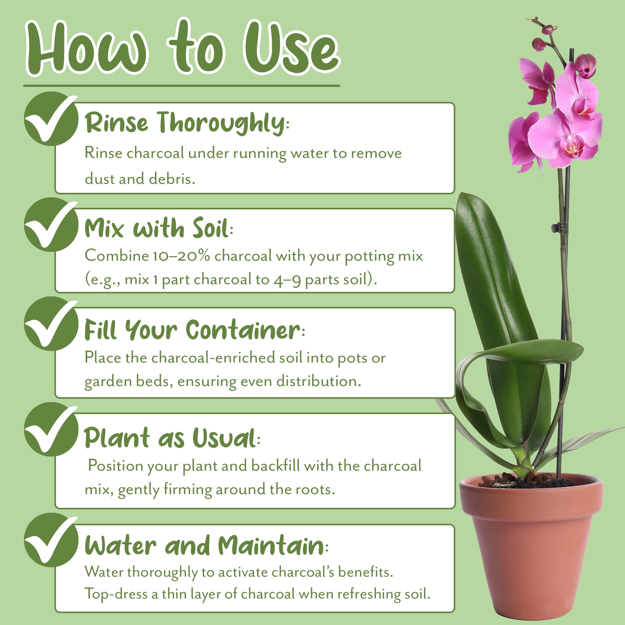 Horticultural Charcoal for Indoor Plants (8 Quarts), Hardwood Soil Additive for Orchids, Terrariums, and Gardening