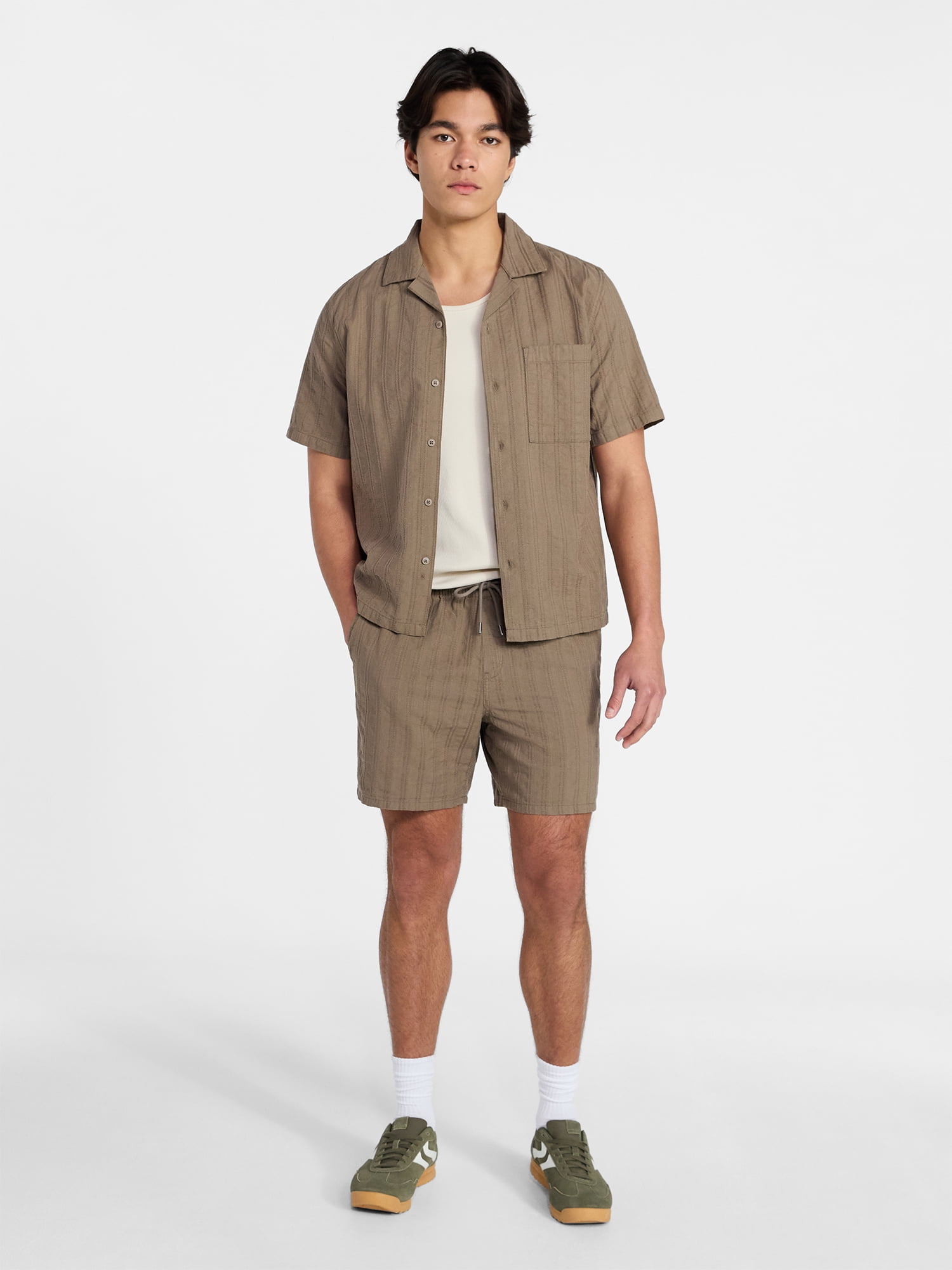 No Boundaries Poolside Dobby Shirt with Short Sleeves, Men's XS-4XLT