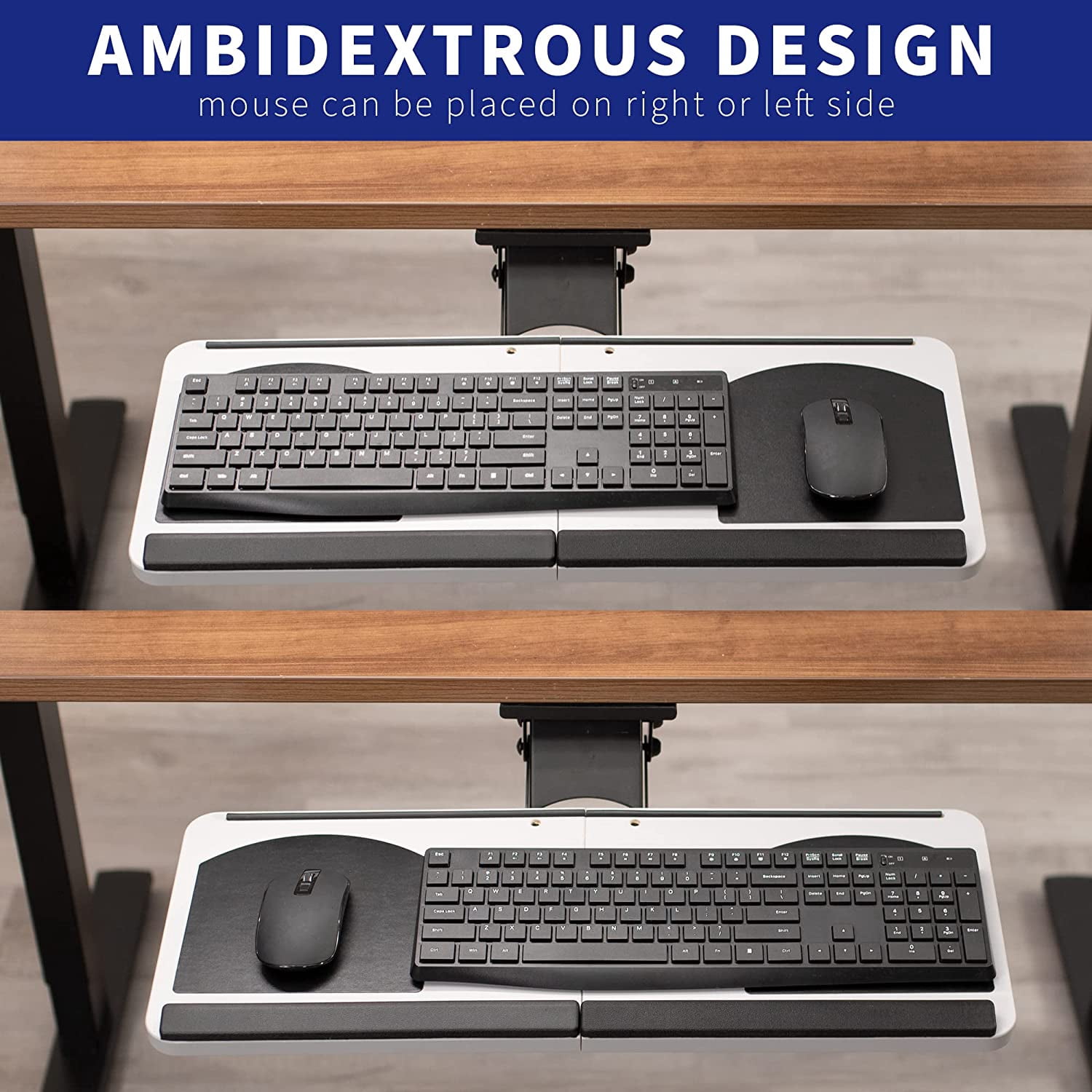 Adjustable Under Desk Keyboard Tray with Mouse Platform - Ergonomic Mount for Office Computer Setup