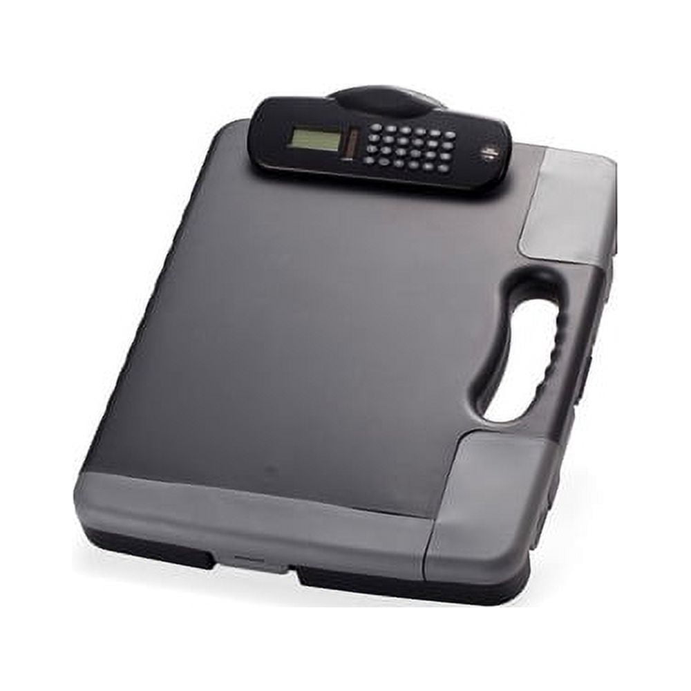 OIC Calculator Storage Portable Clipboard Low-profile - Heavy Duty - Plastic - Charcoal Black - 1 Each