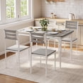 thumbnail image 1 of Moderno industrial 5-piece dining set para 4, featuring a blanca metal frame y a washed gris mesa top, ideal para para kitchens y dining rooms, 1 of 7