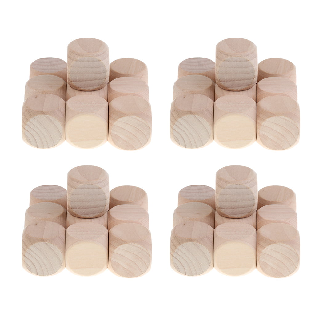 10PCs Wood Blank Faces Entertainment Dices for DIY Printing Toys Game Di_jn 